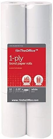 1InTheOffice Adding Machine, Register, and Calculator Rolls 2 1/4" x 150' 1-Ply, 12/Pack (150')