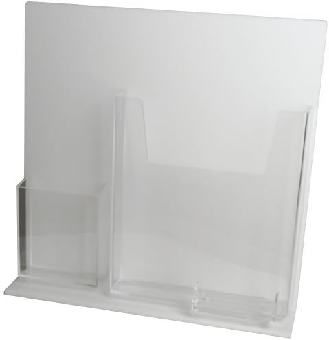 Clear-Ad - LHDC-1450 - White Acrylic Combination Desk Stand with Letter & Trifold Brochure Holders and Business Card Pocket – Multipurpose Desktop Organizer Stand (Pack of 2)