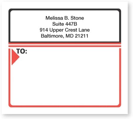 Personalized Red and Black Shipping Labels / 3.5 x 4 inches/Set of 48 Labels