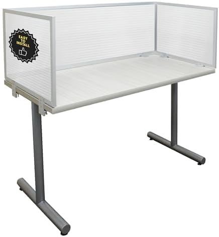 OBEX Polycarbonate Office Desk Mounted Privacy Screen Adjustable Table Top Panel Divider, Universal Aluminum Bracket-USA Made, 18" x 36", Translucent