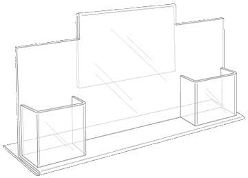 Clear-Ad - Clear Acrylic Combination Display with Flyer Holder 8.5x11 & Double Trifold Brochure Holders 4x9 - Plastic Plexiglass Magazine Stand & Pamphlet Literature Organizer (Pack of 1)