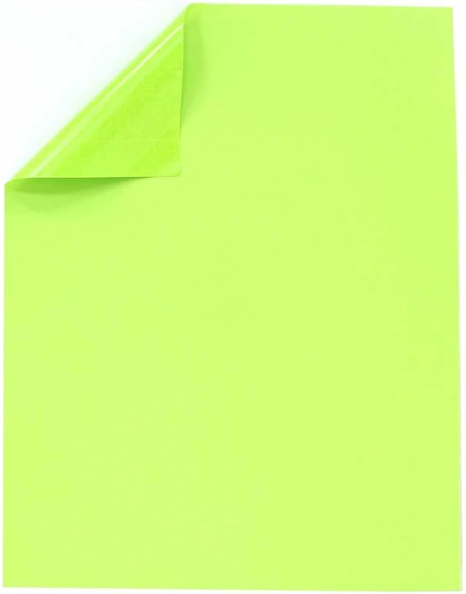 JAM PAPER Full Sheet Shipping Labels - Printable Sticker Paper - 8 1/2 x 11 - Ultra Lime Green - 10 Full Pages/Pack