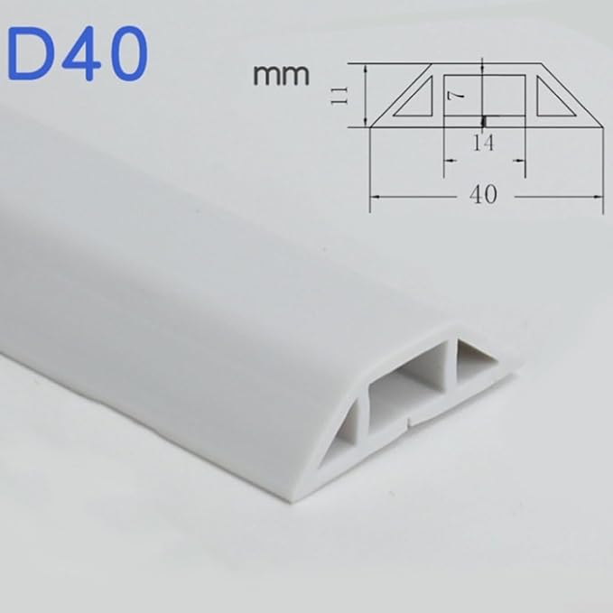 1M Floor Cable Protector Rubber Cover for Safe Movement in Offices, Gyms, and Homes (White)