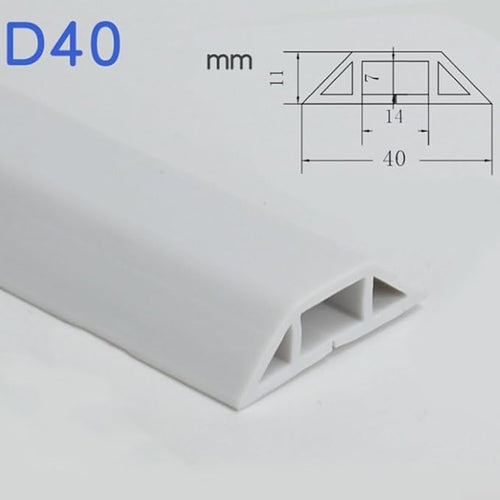 1M Floor Cable Protector Rubber Cover for Safe Movement in Offices, Gyms, and Homes (White)