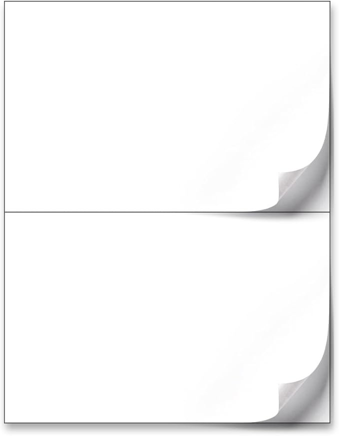 NextDayLabels 8.5x5.5 Half Sheet Stickers White Blank Labels for Laser Inkjet Printer - 2 Per Page Self-Adhesive Shipping Packaging Product Made in USA - 200 Labels