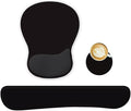 Wrist Rest Support for Mouse Pad Keyboard Set Circle Coaster Gaming Mouse Pad Ergonomic Gel Memory Foam Set for Computer, Laptop, Office, Pain Relief, Comfortably Typing Black KM-33