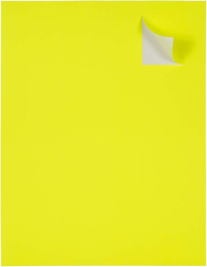 JAM PAPER Product & Container Labels - Square - 2 x 2 - Neon Yellow - 120/Pack