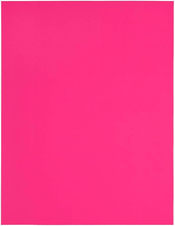 JAM Paper® Address Labels - 1 1/3 x 4 in - Neon Pink - 14 Labels per Sheet, 126 Per Pack