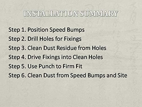 6 Feet Rubber Speed Bumps 1 Pack 2 Channel 27000Lbs Load Capacity 72" Traffic Speed Humps with 4 Bolt Spike for Asphalt Concrete Gravel Driveway