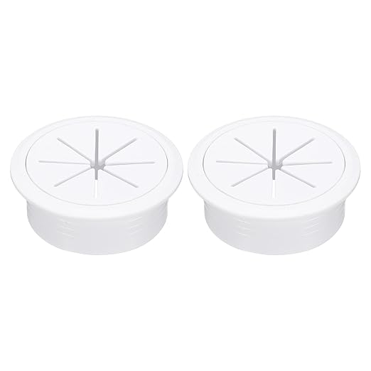 uxcell 2 Pcs Desk Grommet, 2.09 inch 53mm Desk Cable Hole Cover Wire Hole Insert for Home Office Table Cabinet Cord Organizer, White