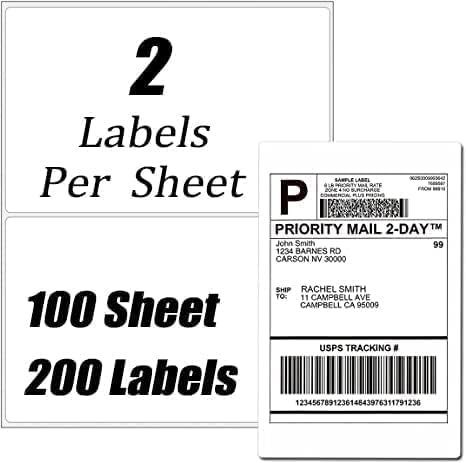 InpourPack 1000 Half Sheet Self Adhesive Shipping Labels, 8.5" x 5.5" Address Labels Laser/Ink Jet White Blank Shipping Stickers(500 Sheets)