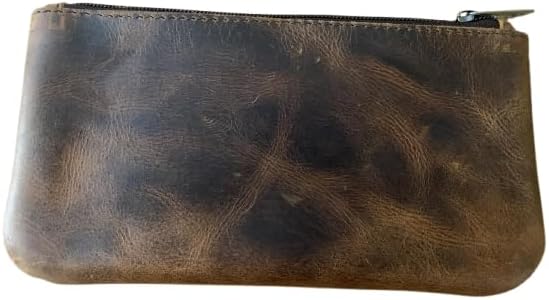 Vintage Leather Pencil Case Pouch, Pen Pouch for Work & University, for Men,Women/Leather Pencil Cases for Adults Perfect for Office/Tool Pouch Zipper Bag, Small Tool Bag