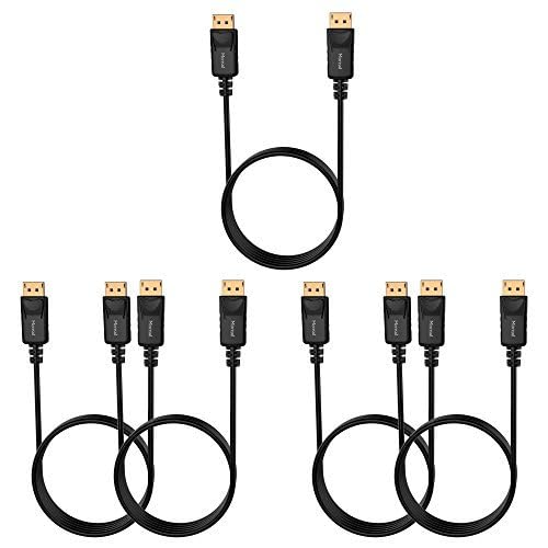 4K DisplayPort to DisplayPort Cable, 6 Feet, 5 Pack, Gold-Plated High Speed Display Port DP Cable 1.2 (4K@60Hz, 2K@144Hz) for Computer, Desktop, Laptop, PC, Monitor, Projector & More