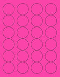 8-1/2 x 11" Neon Color High Light Fluorescent Labels for Laser & Inkjet Printer (Pink Fluorescent, 1.66" Round - 24 Per Page | 2400 Labels)