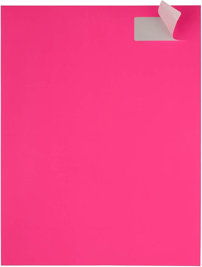 JAM PAPER Return Address Labels - Standard Mailing - 1 x 2 5/8 - Neon Pink - 120 Shipping Labels/Pack