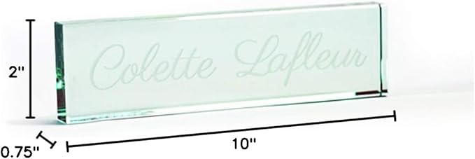 PlaqueMaker NamePlates for Desks, Custom-Engraved Glass NamePlate, Office Decor (Jade)| 10 x 2 inches