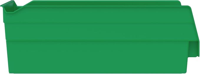 Akro-Mils 30130 Plastic Shelf Bins, Heavy Duty Storage Bins for Garage, Closet, and Drawer Organization, 12-Inch x 6-1/2-Inch x 4-Inch, Green, 12-Pack