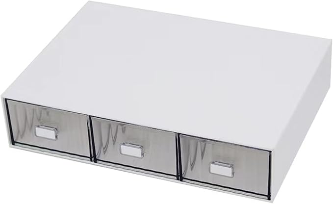 Desk Drawer Organizer, Stackable Office Supplies Desk Organizer, Plastic Plastic Storage Drawer, Desk Grocery Organizer For Stationery/Office Supplies (White, 3 Compartments)