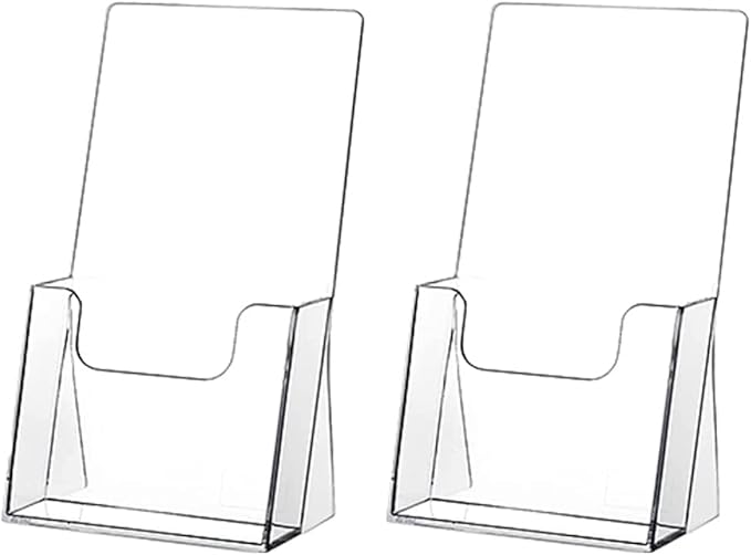 zavekia Acrylic Brochure Holder,2 packs Thicker Countertop Literature Holder Plastic Flyer Display Stand for Magazine (2 packs)