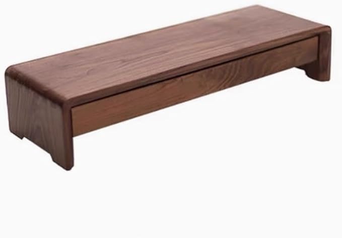 Solid Wood Monitor Stand for Saving Space, Monitor Riser with Storage, 2 Tier Computer Stand with Drawer, Multifunctional Desk Organizer for Home, Office(50cm-19.7in)