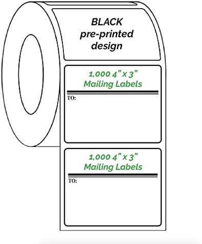 Mailing Labels, Custom Printed with Your Logo, Image or Text Imprinted 1-Color Business Shipping Stickers, 4” x 3” Rolls (1000)