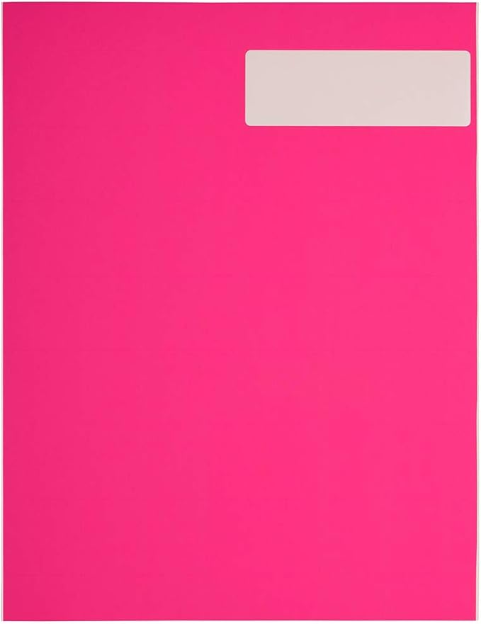 JAM Paper® Address Labels - 1 1/3 x 4 in - Neon Pink - 14 Labels per Sheet, 126 Per Pack