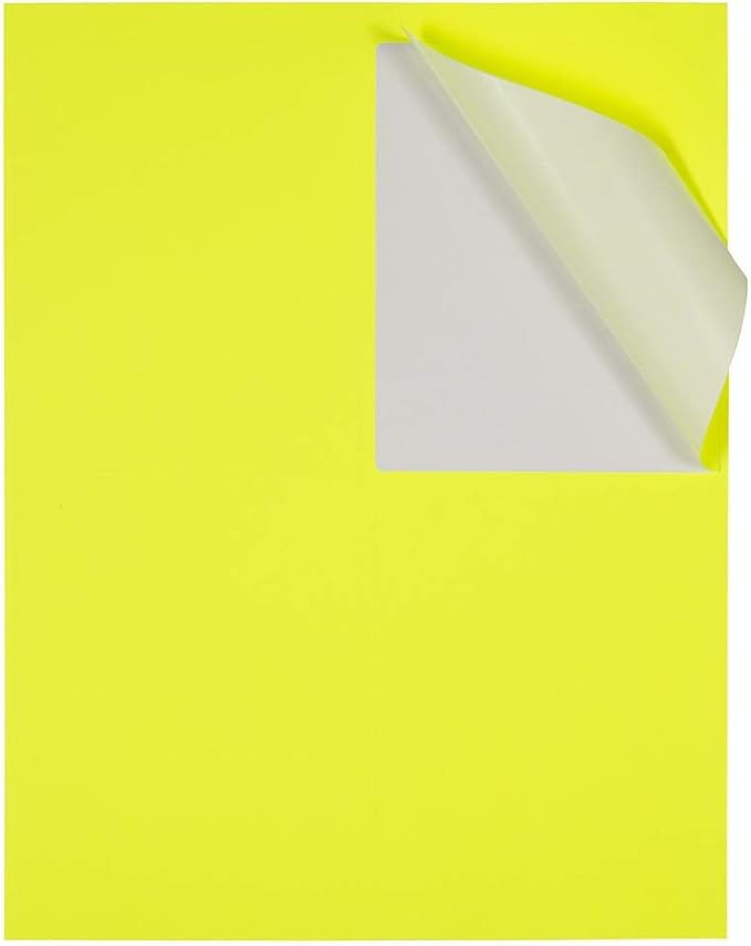 JAM PAPER Shipping Address Labels - 4 x 5 - Quarter Page/Extra Large - Neon Yellow - 120/Pack