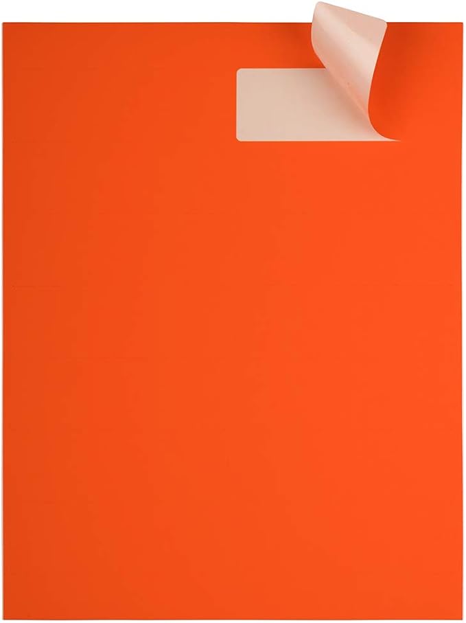 JAM PAPER Shipping Address Labels - Rectangular - 1 1/3 x 4 - Neon Deep Red/Orange - 126/pack