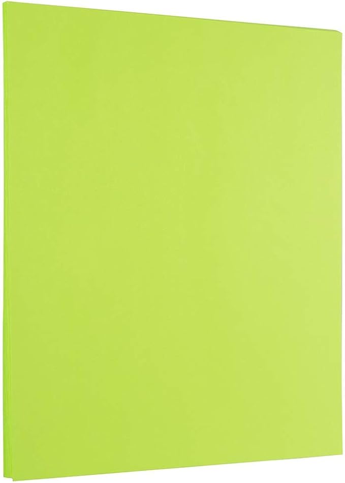 JAM PAPER Colored 24lb Paper - 90 gsm - 8.5 x 11 - Ultra Lime Green - 100 Sheets/Pack