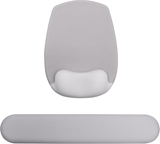 Wrist Rest Support for Mouse Pad and Keyboard Set, Ergonomic Gel Computer Keyboard Wrist Rest with Memory Foam for Long Hours of Work, Gaming, Studying-Relieve Wrist Pain (Light Grey)