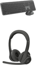 Logitech MK955 Signature Slim Wireless Keyboard and Mouse Combo, Bluetooth, Windows and Mac - Graphite + Zone 301 Wireless Bluetooth Headset, Compatible with Windows, Mac, iPadOS, Android – Graphite