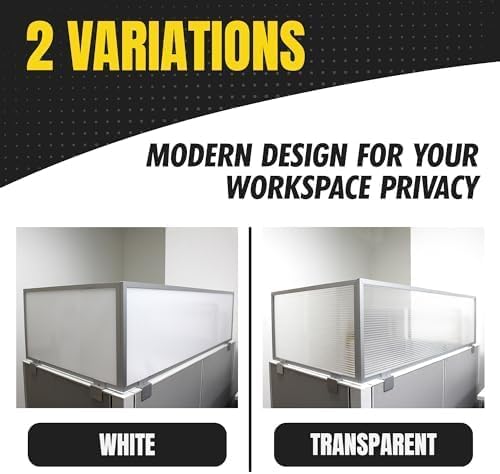 OBEX Screen & Office Panel Extender Polycarbonate Desk Privacy Panel & Divider for Office Cubicle, 12" x 60", White