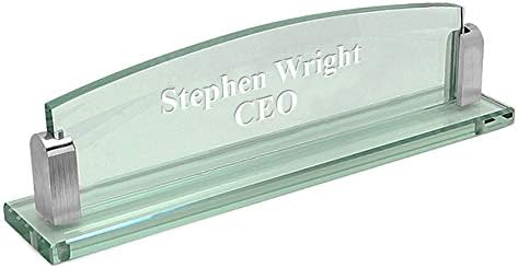 Executive Gift Shoppe | Personalized Glass Desktop Name Plate with Custom Engraving