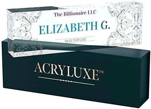 Desk Name Plate Personalized, Custom Name Plates 2½/x8 Inches, Thick Crystal-Clear Acrylic, Gift Box, Office Desk Decor. USA Made by ACRYLUXE (Belvedere)