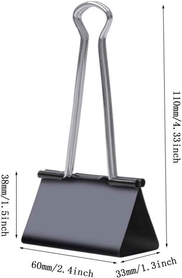 THREEBEGETSALL Extra Large Binder Clips 2.4 inch Super Big Binder Clips 6 Pack Big Metal Paper Clamps Black (2.4 Inch)