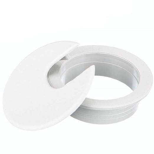 SATINIOR 10 Packs Desk Wire Cord Cable Grommets Cover Plastic PC Desk Cord Organizer Plastic Grommet Hole Cover for Arranging Managing and Hiding Office PC Desktop Cable(2 Inch, White)