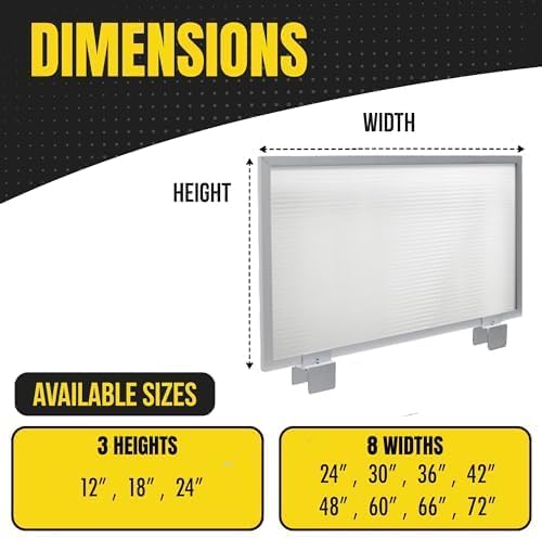 OBEX Screen & Office Panel Extender Polycarbonate Desk Privacy Panel & Divider for Office Cubicle, 12" x 66", White