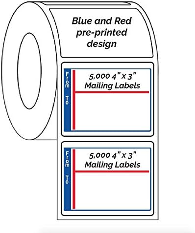 Mailing Stickers, Custom Printed with Your Logo, Image or Text Imprinted 1-Color Business Shipping, 4” x 3” Rolls (5000)