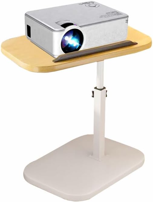 Multiful Sofa Side Floor Stand,Mini Projector Stand Table, Wooden Swivel Tv Tray Table,Portable Laptop Holder,Height Adjustable Snack Tray Stand for Living Room Couch Bed Side (White)