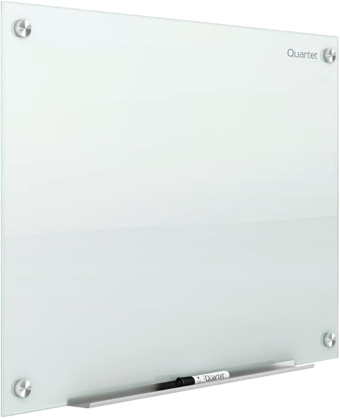 Quartet Whiteboard, Glass Dry Erase Board, Magnetic, 6' x 4', Infinity Frameless Mounting, White Surface, Accessory Tray, 1 Dry Erase Marker and 2 Glass Board Magnets (G7248W)