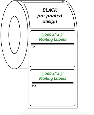 Mailing Labels, Custom Printed with Your Logo, Image or Text Imprinted 1-Color Business Shipping Stickers, 4” x 3” Rolls (5000)