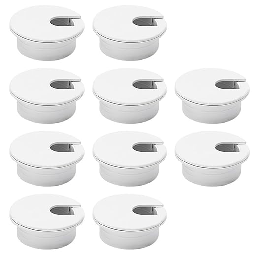 10 Pcs Desk Grommet 1-3/8" / 35 mm, Desk Cord Hole Cover, Cable Grommet ABS Plastic, Desk Hole Grommet for Home & Office Pc, Detachable Cable Cord Organizer-White