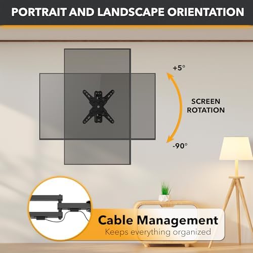 CondoMounts TVA8022 Full Motion TV Wall Mount for 12”-40” Screens | Swivel, Tilt & Extendable TV Mount w/Articulating Arms, Max VESA 200x200, 44 lbs Capacity | Portrait/Landscape, DIY Install, Black