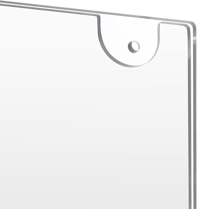 PecMuikee Acrylic Sign Holder 8.5x11, Wall Mount Acrylic Sign Holder and Plastic Paper Display Ad Frame bonus with 3M Tape and Mounting Screws for Restaurants, Office, Market, Library, Store, 2 Pcs