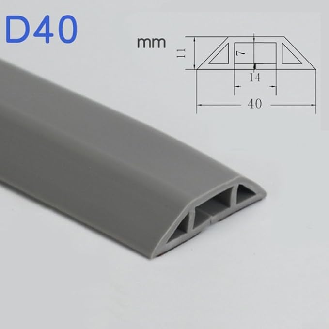 1M Floor Cable Protector Rubber Cover for Safe Movement in Offices, Gyms, and Homes (gray)