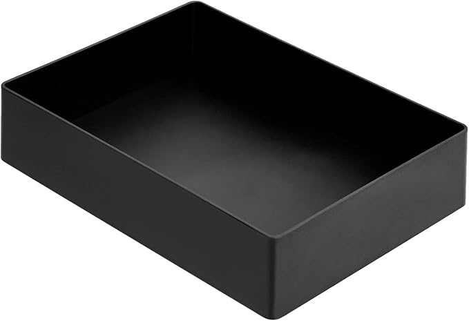 Amazon Basics Rectangular Plastic Desk Organizer with Storage Trays, Accessory Tray, 9.4 x 6.7 x 2 inch, Black, 1 Pack