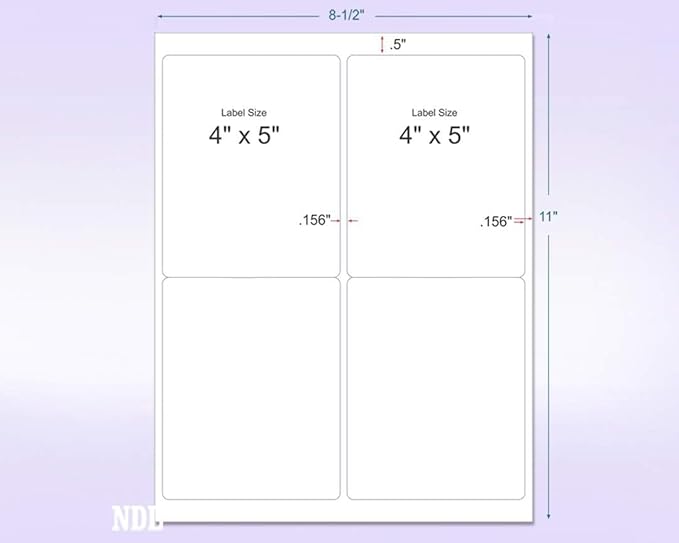 8-1/2 x 11" Neon Color High Light Fluorescent Labels for Laser & Inkjet Printer (Orange Fluorescent, 4 x 5" - 4 Per Page | 100 Labels)