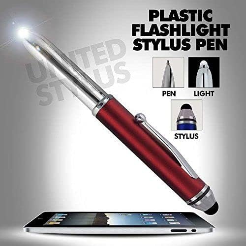 Promotional Pens with your Personalized Text or Custom Business Logo- Bulk 150 Pack- for Marketing, Parties, and Events, 3 in 1 LED Flashlight + Ballpoint Pen + Stylus for Touchscreen Devices, Black