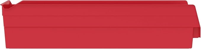 Akro-Mils 30138 Plastic Shelf Bins, Heavy Duty Storage Bins for Garage, Closet, and Drawer Organization, 18-Inch x 6-1/2-Inch x 4-Inch, Red, 12-Pack