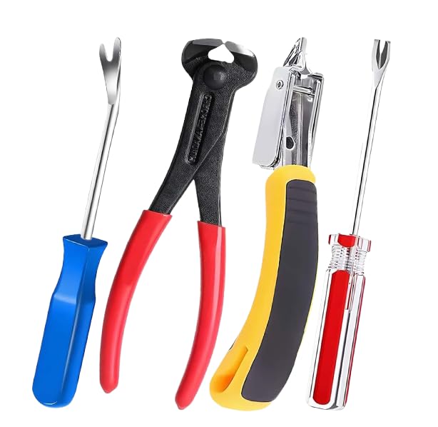 4pcs Upholstery Staple Remover with Nail Puller Pliers & Tack Puller - Heavy Duty Staple Puller Tool for Furniture, Floor, Carpet, Wall, Wooden Case, Photo Frame, Carton